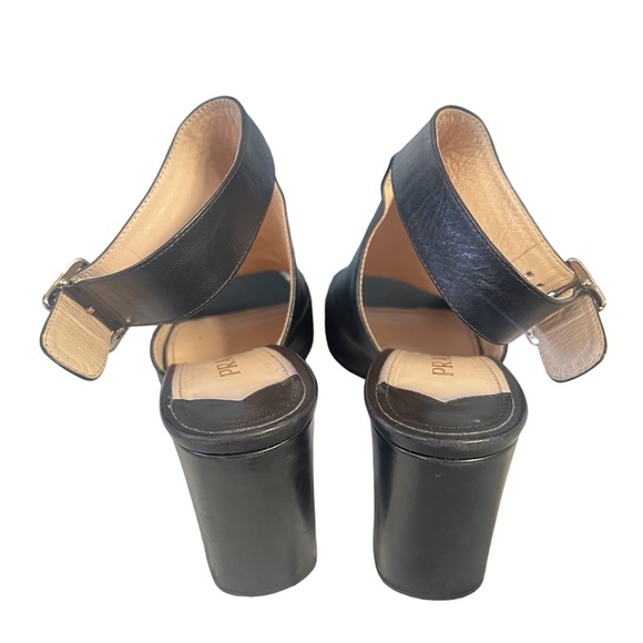 PRADA Albina Black Leather Chunky Block Peep Toe Slingback Heels 38.5 - Picture 6 of 13